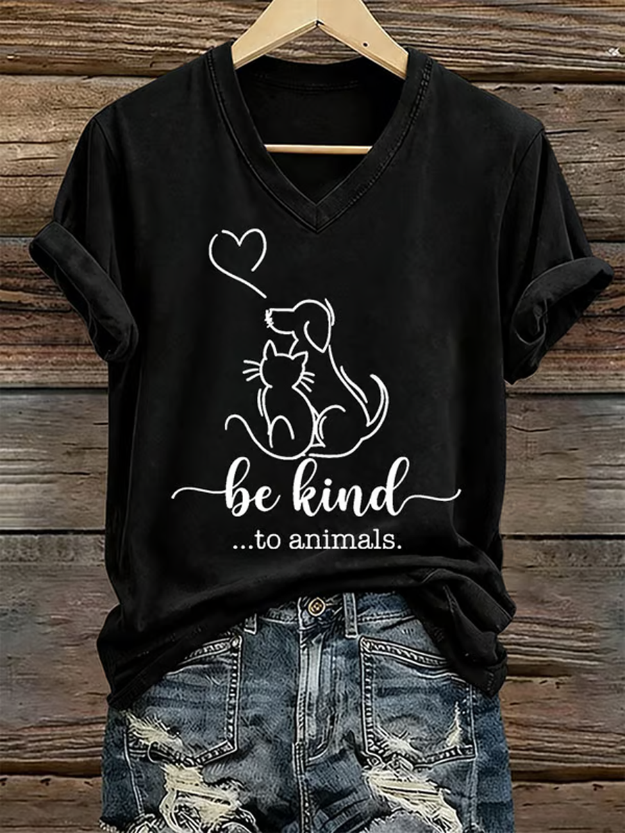 T-shirt à manches courtes Be Kind To Animals Iron On Femme