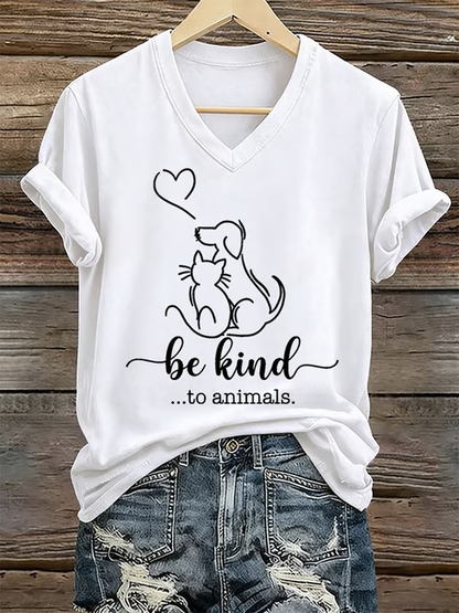T-shirt à manches courtes Be Kind To Animals Iron On Femme