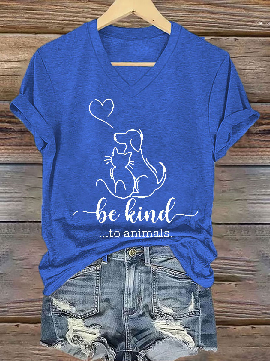 T-shirt à manches courtes Be Kind To Animals Iron On Femme