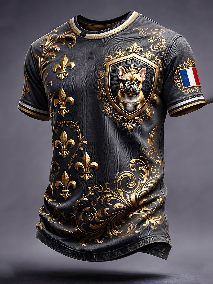 T-shirt décontracté à imprimé animal français rétro