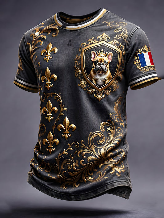 T-shirt décontracté à imprimé animal français rétro