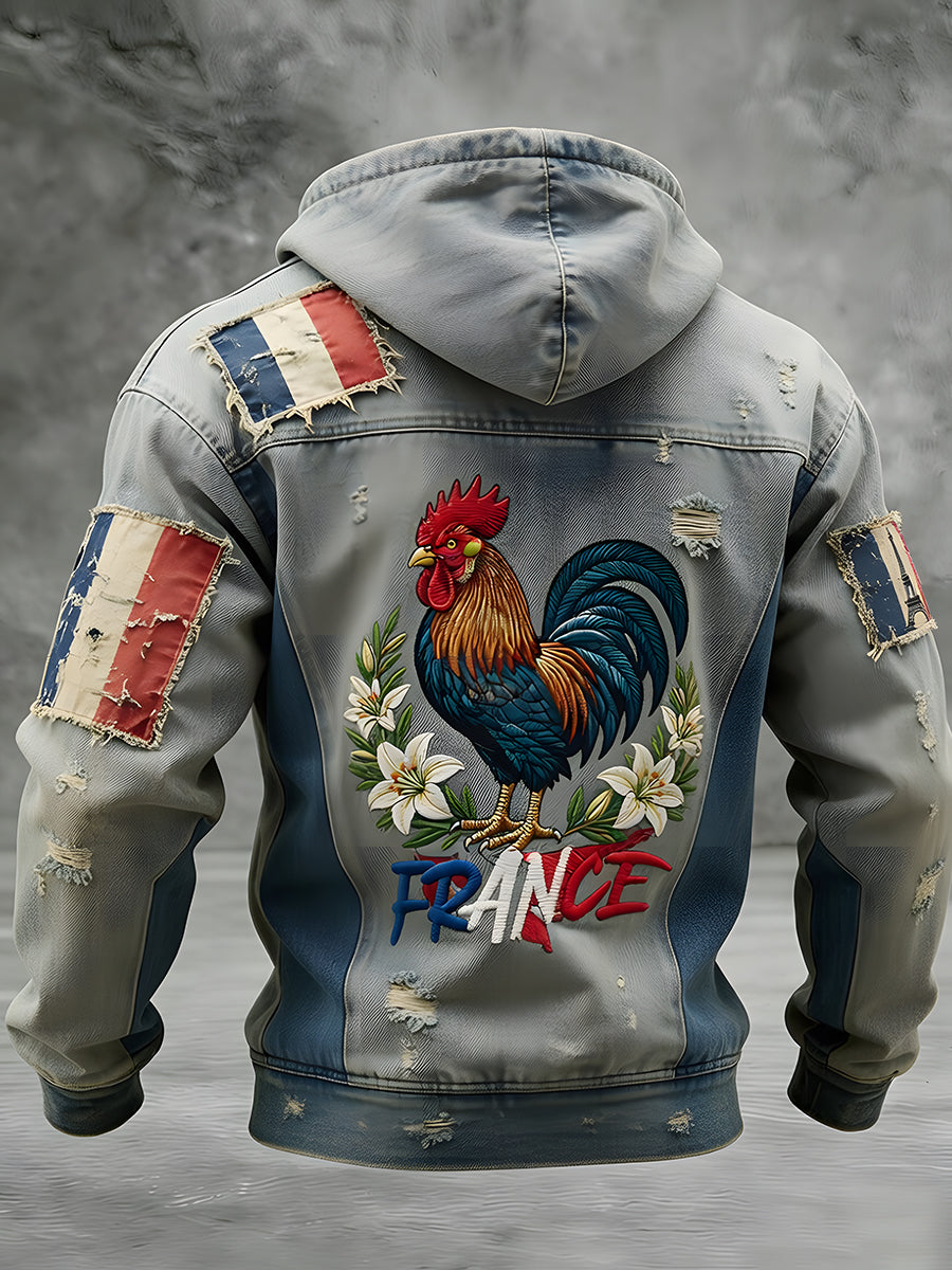 Veste à capuche décontractée à imprimé animal français rétro