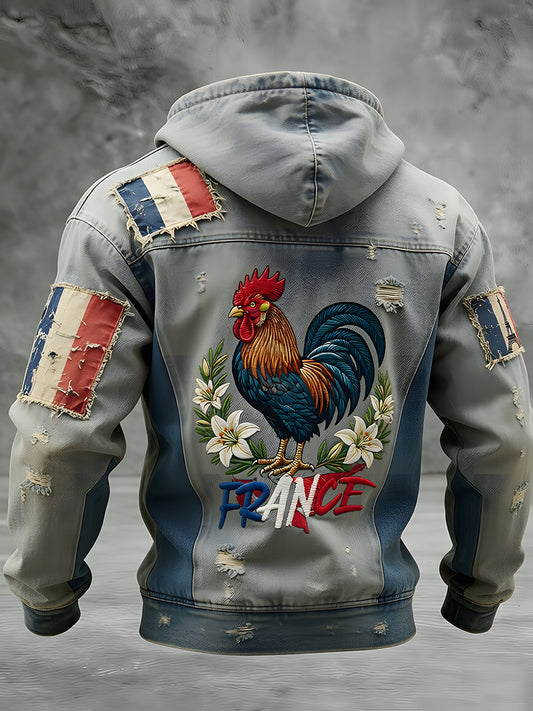 Veste à capuche décontractée à imprimé animal français rétro