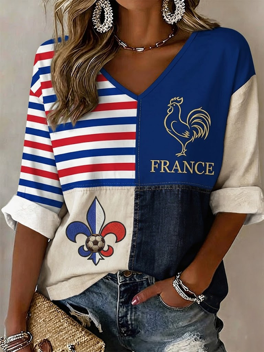 T-shirt à manches mi-longues France Football pour femme