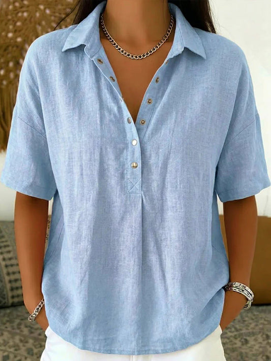 Chemise décontractée à manches courtes avec boutons élégants pour femmes