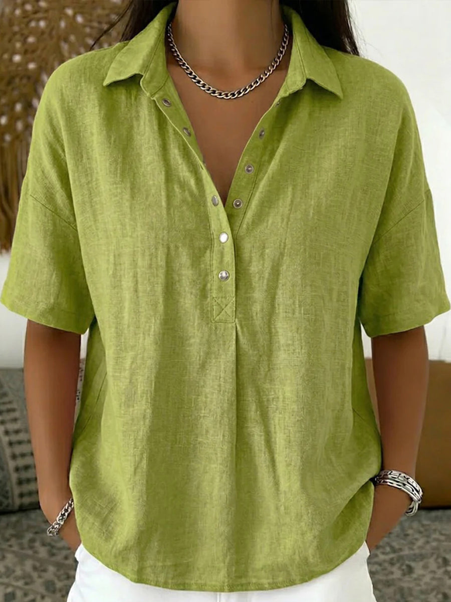 Chemise décontractée à manches courtes avec boutons élégants pour femmes