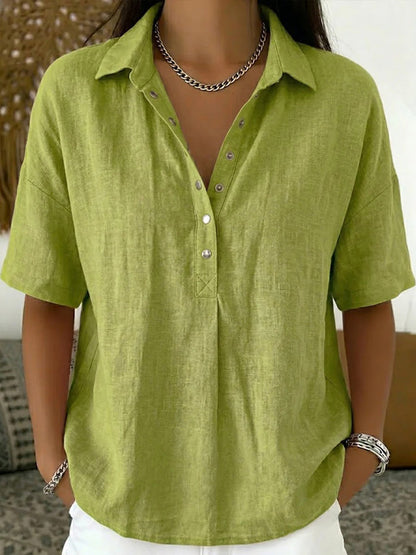Chemise décontractée à manches courtes avec boutons élégants pour femmes