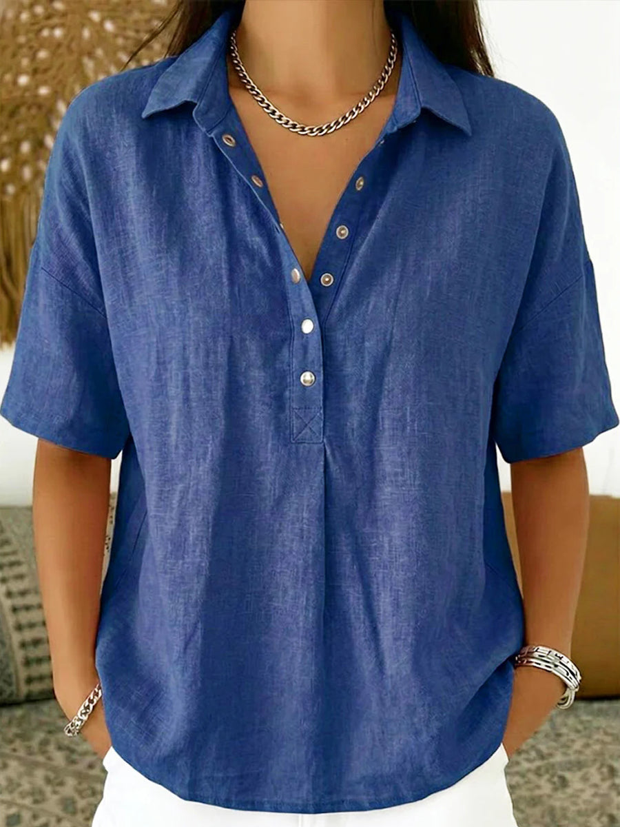 Chemise décontractée à manches courtes avec boutons élégants pour femmes