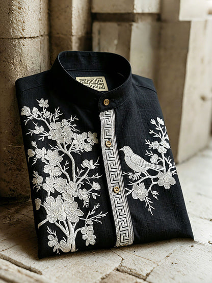 Chemises à manches courtes pour hommes, motif plantes et fleurs, pour les vacances