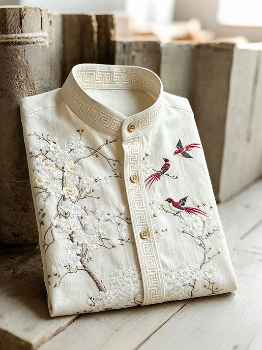 Chemises à manches courtes pour hommes, motif plantes et fleurs, pour les vacances