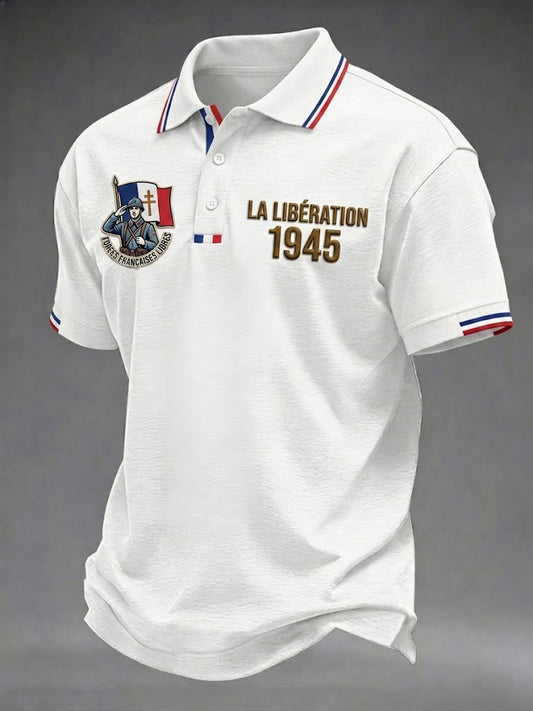 Chemise imprimée pour hommes, style français, LA LIBÉRATION 1945