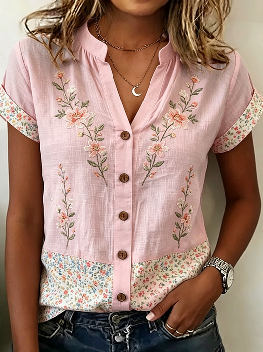 Chemises pour femmes à imprimé floral rose