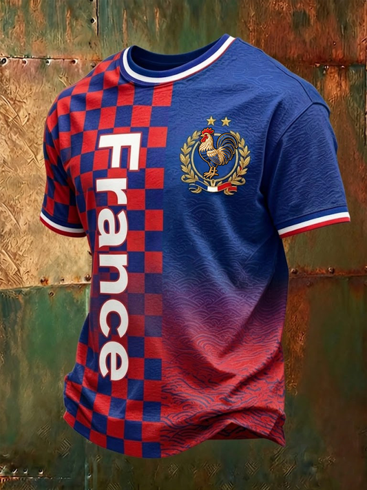 T-shirt à manches courtes pour hommes France Coq Gaulois
