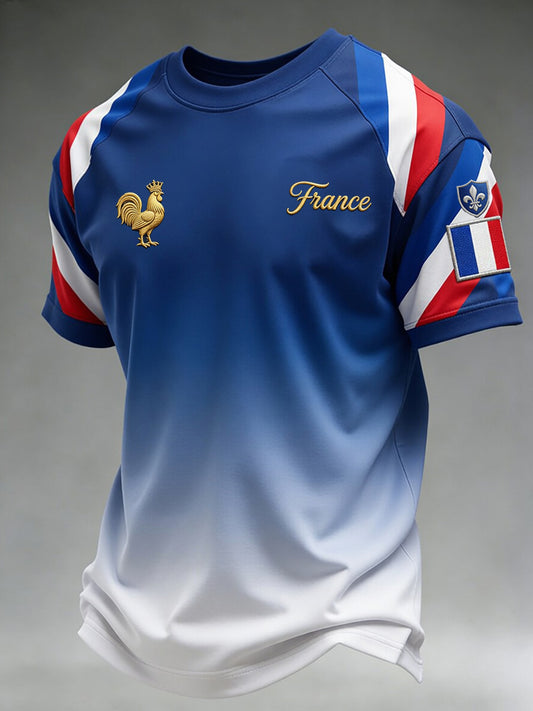 T-shirt décontracté avec impression d'art rétro français