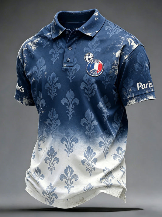 Impression d’art sur polo de soutien au match de football du Paris Saint-Germain pour hommes