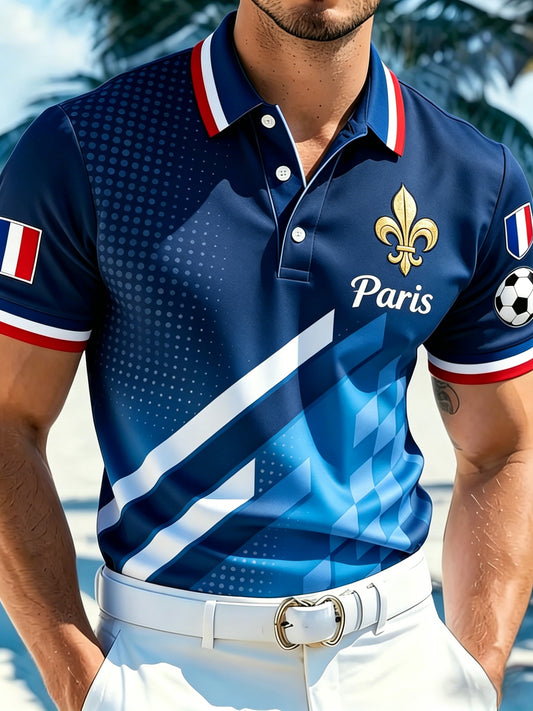 Impression d’art sur polo de soutien au match de football du Paris Saint-Germain pour hommes