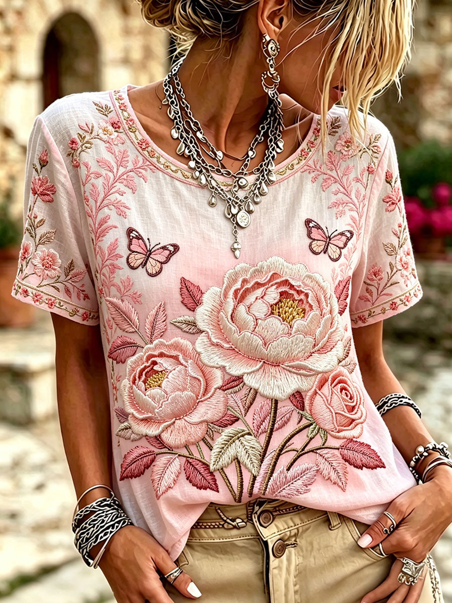 Women's Breast Cancer Awareness Tops à fleurs roses