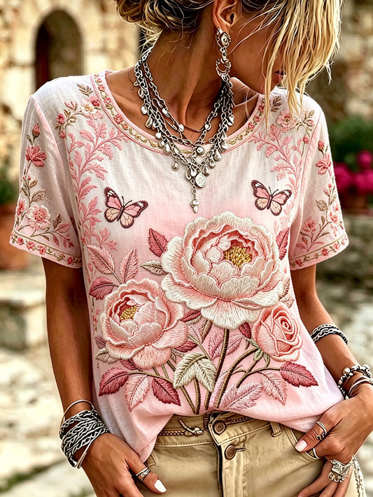 Women's Breast Cancer Awareness Tops à fleurs roses