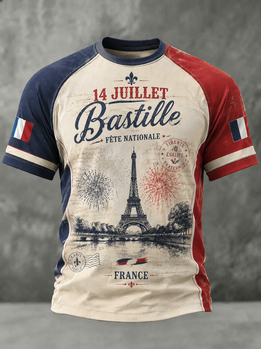T-shirt pour hommes France Le 14 Juillet imprimé