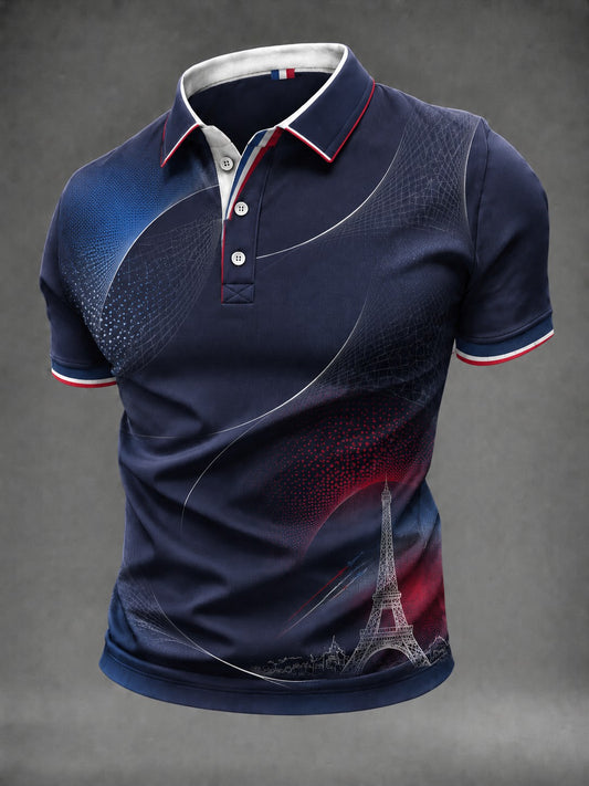 Chemise de ville imprimée pour homme, France, 14 juillet