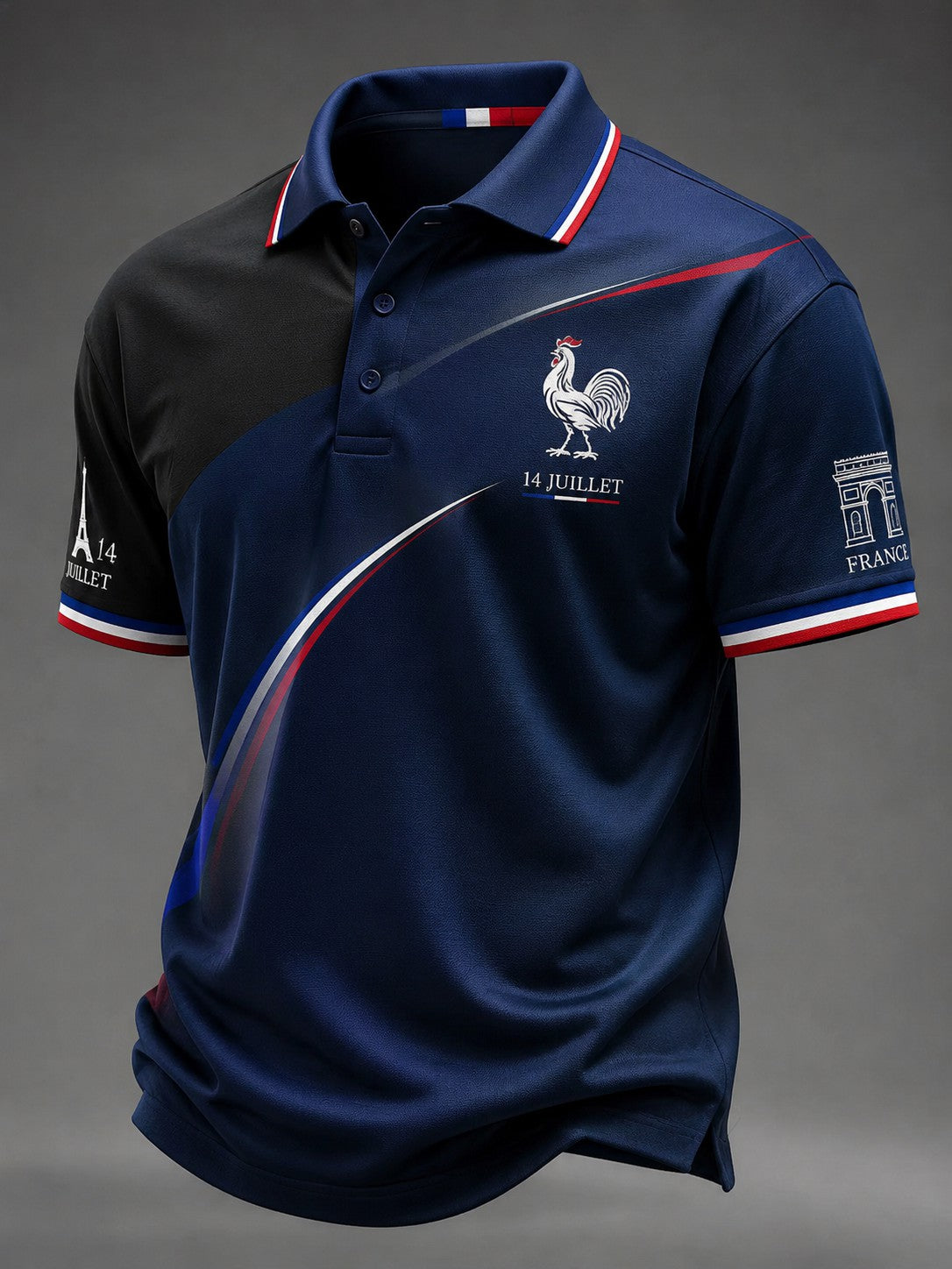 Chemise de ville imprimée pour homme, France, 14 juillet