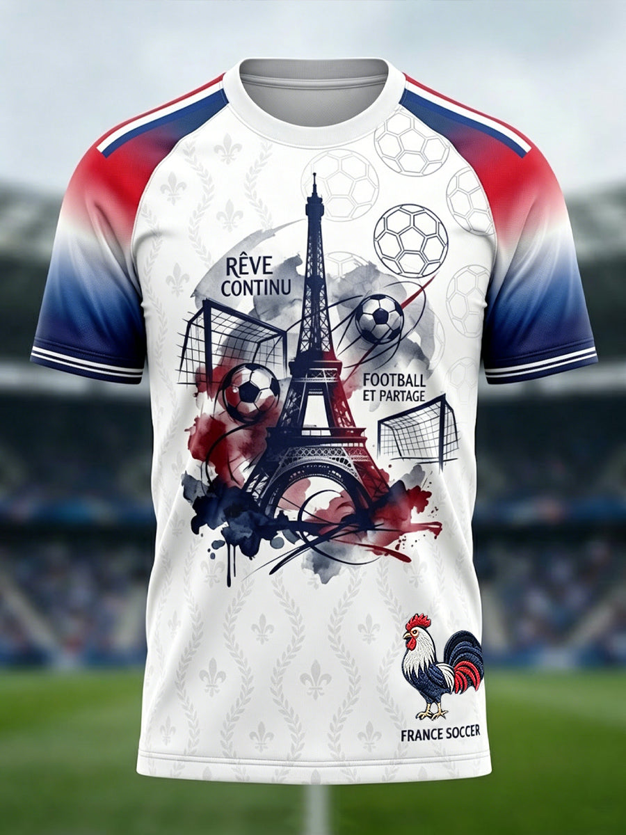 T-shirt décontracté fan de football français rétro