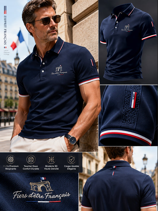 Polo décontracté rétro pour la Fête nationale française, modèle homme