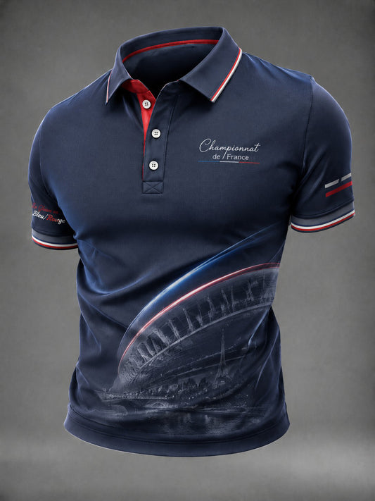 Chemise pour homme La Gloire en bleu et rouge, imprimée football
