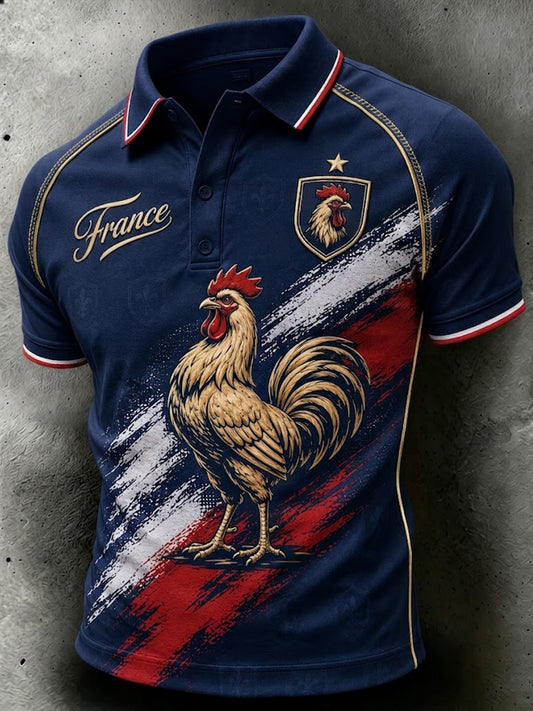 Polo homme à imprimé football français