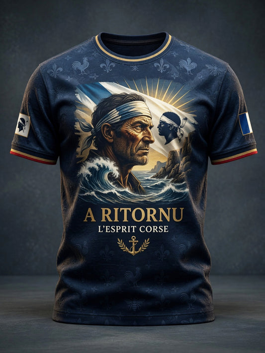 T-shirt décontracté vintage à l’effigie d’une tête noire corse