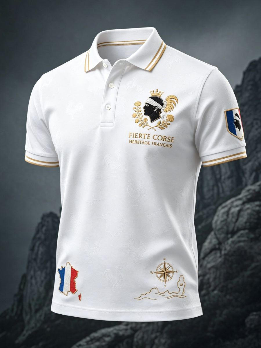Polo décontracté rétro à tête noire corse