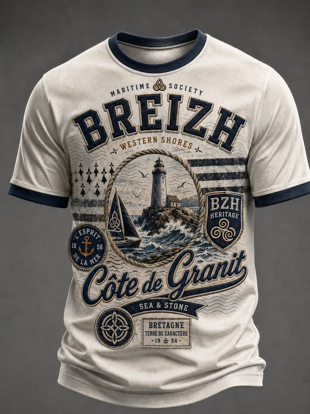 T-shirt pour hommes imprimé celtique de Bretagne, France