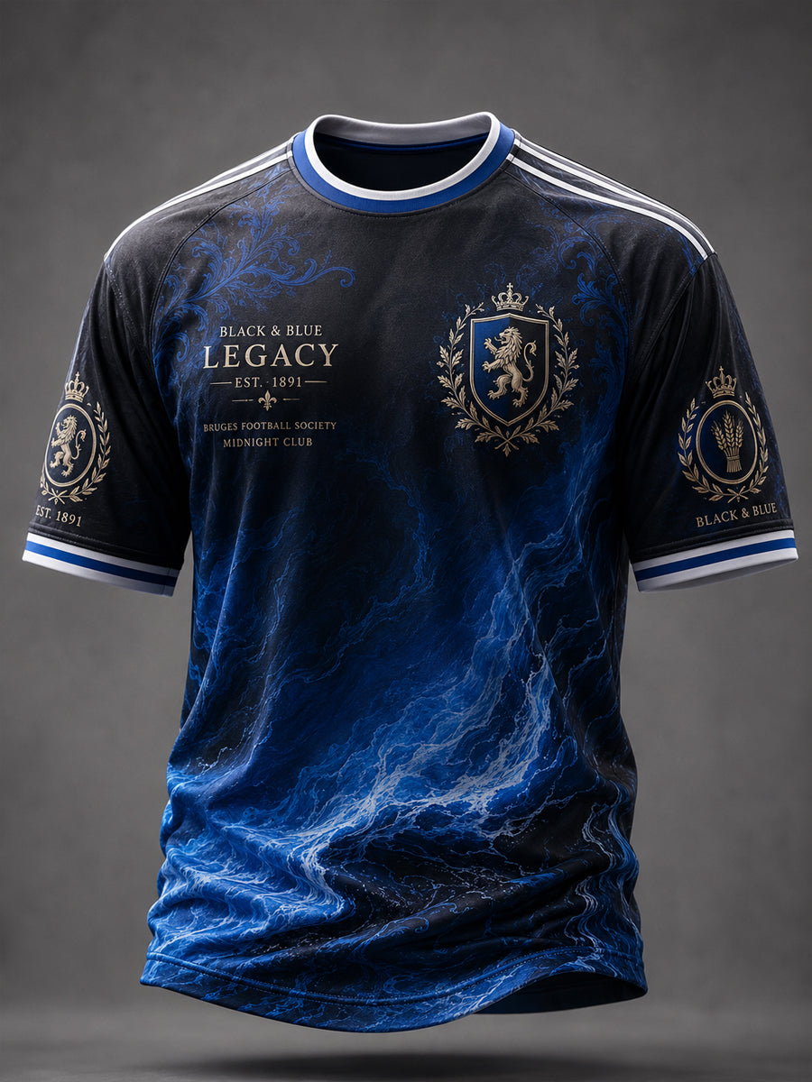 T-shirt décontracté à manches courtes imprimé pour amateur de football, club masculin du Cercle Bruges K.V.