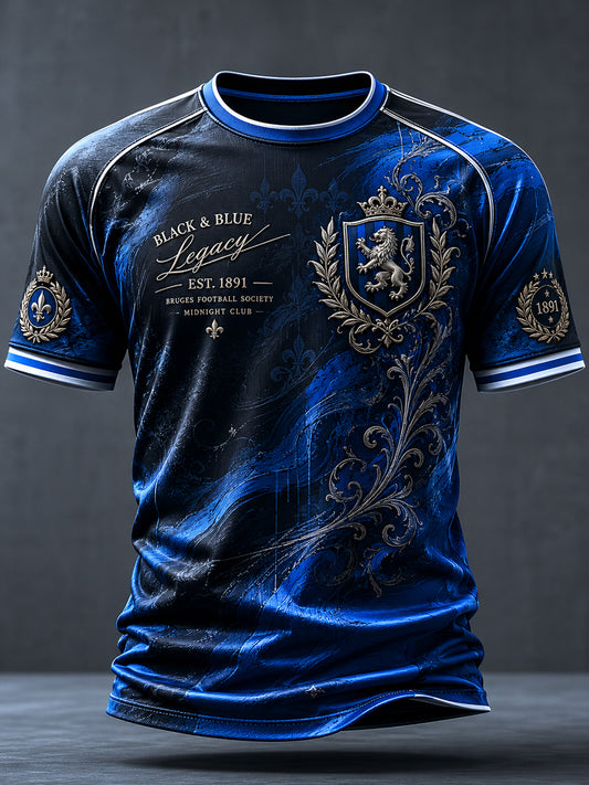 T-shirt décontracté à manches courtes imprimé pour amateur de football, club masculin du Cercle Bruges K.V.