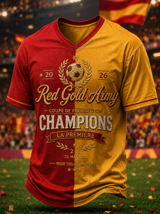 T-shirt à col en V à imprimé champion 2026 pour homme