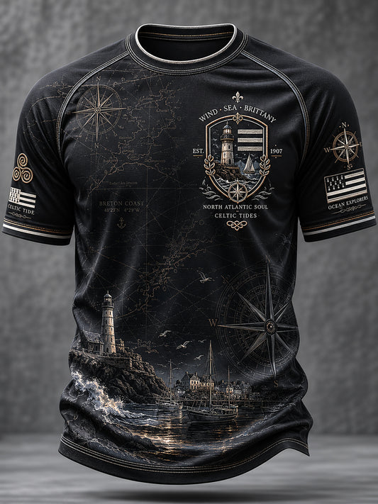 T-shirt décontracté à manches courtes France Brittany Celtic pour homme