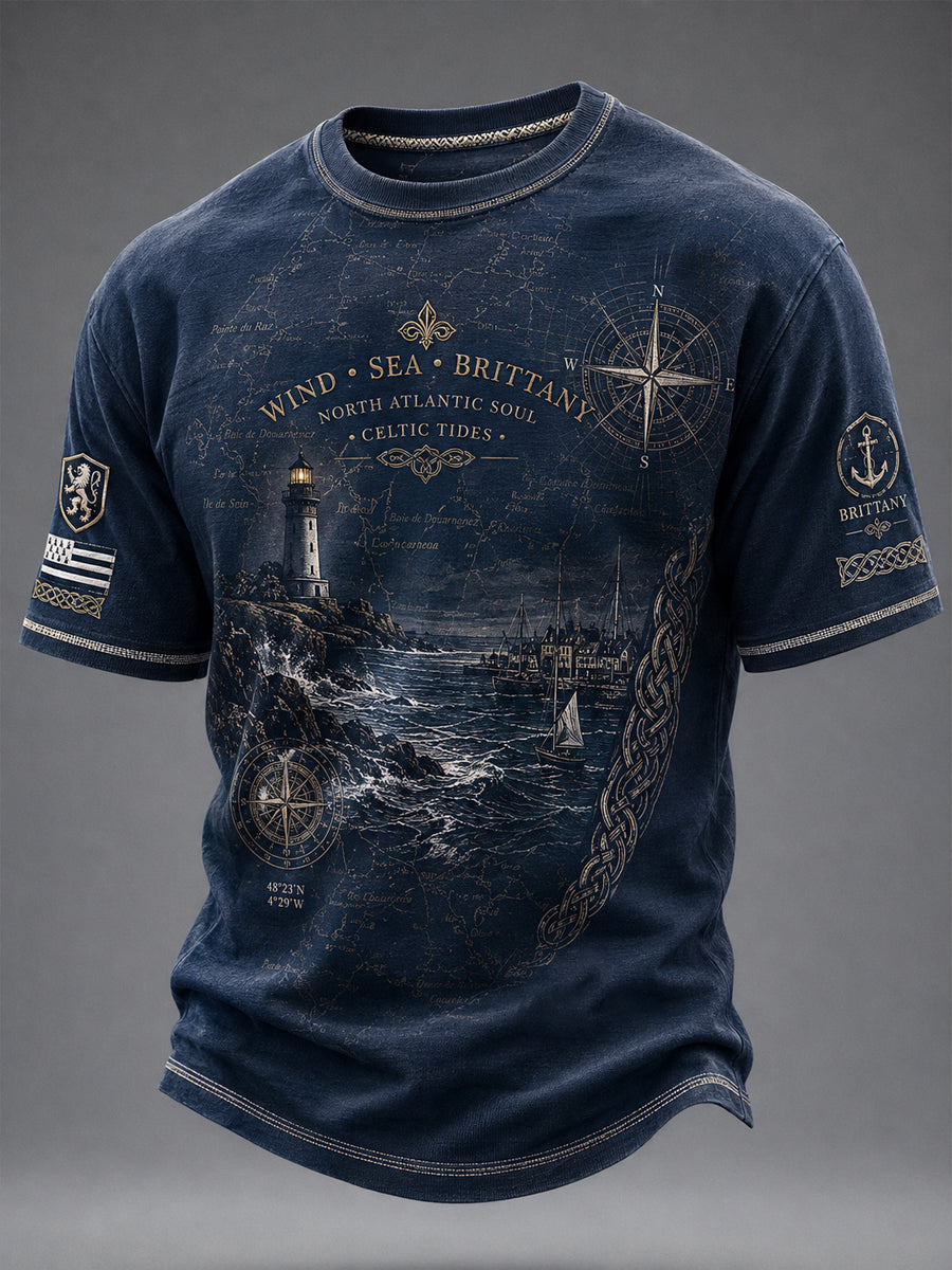 T-shirt pour hommes imprimé celtique de Bretagne, France