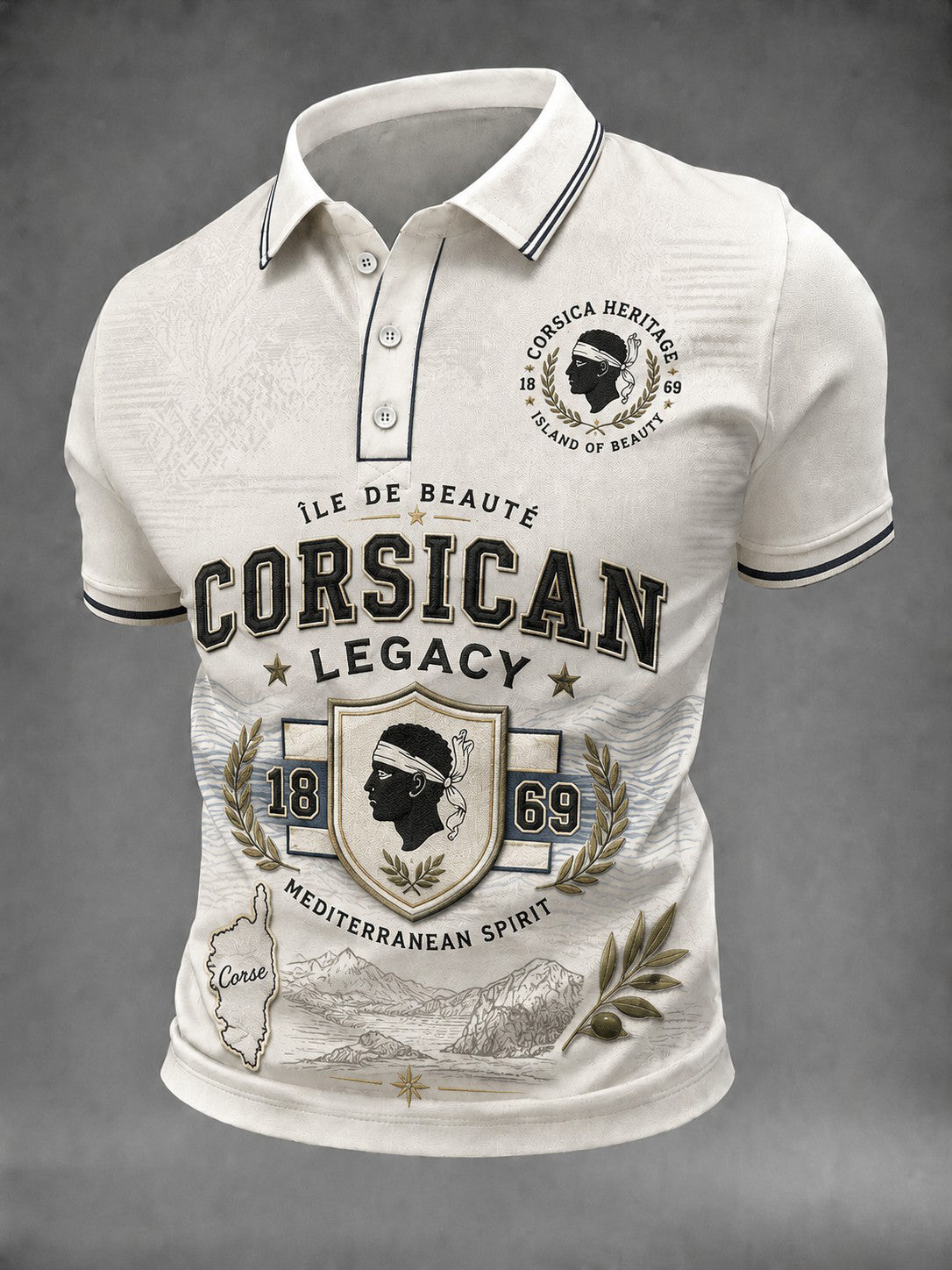 Chemise pour homme à imprimé drapeau de la Corse