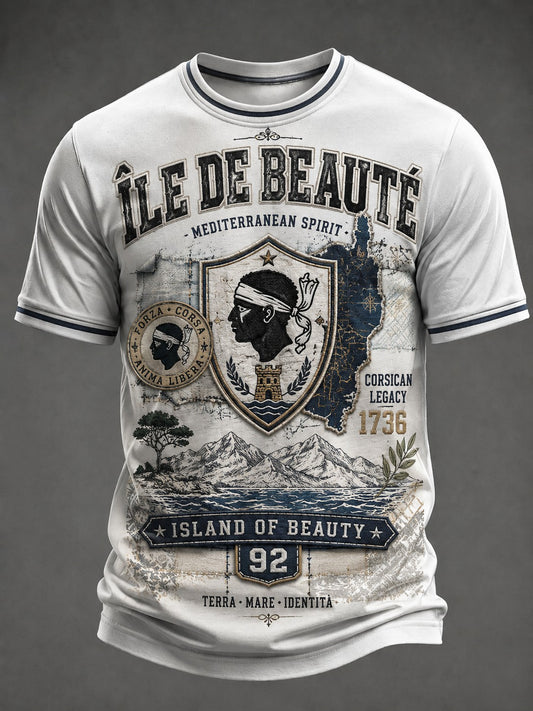 T-shirt pour homme imprimé du drapeau de la Corse