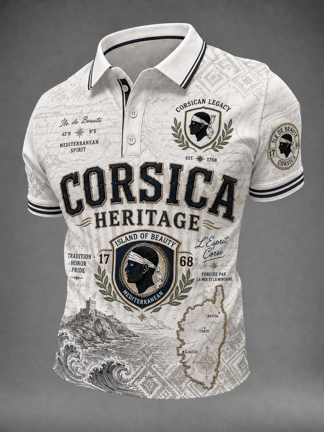 Chemise pour homme à imprimé drapeau de la Corse