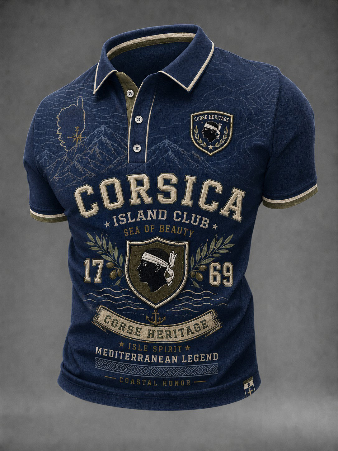 Chemise pour homme à imprimé drapeau de la Corse
