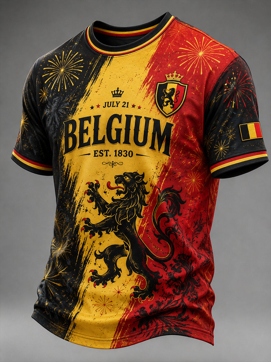 T-shirt à manches courtes sur le thème de la fête nationale pour hommes