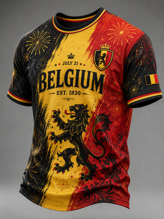 T-shirt à manches courtes sur le thème de la fête nationale pour hommes