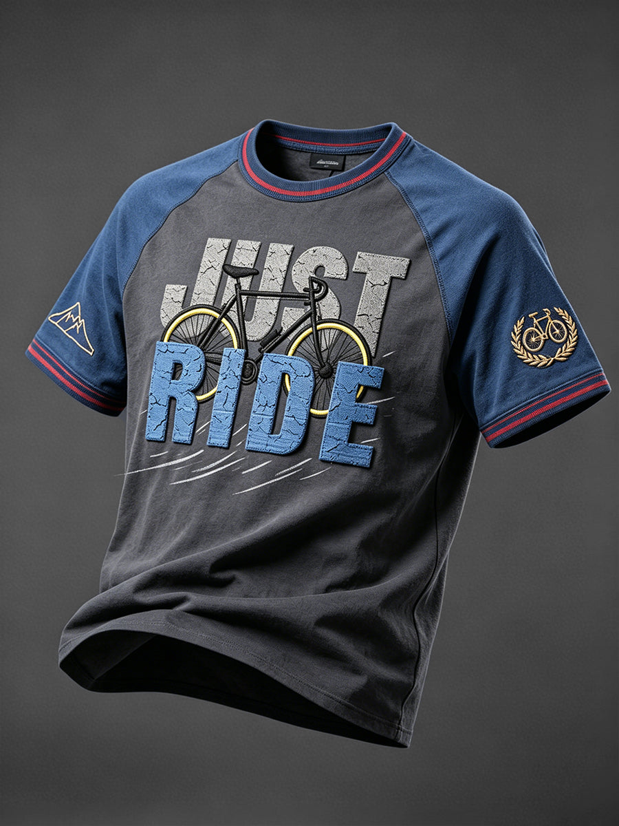 T-shirt décontracté à imprimé cyclisme français gris foncé pour hommes