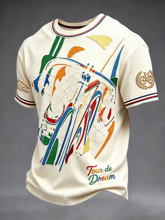 T-shirt décontracté à imprimé graffiti français pour hommes
