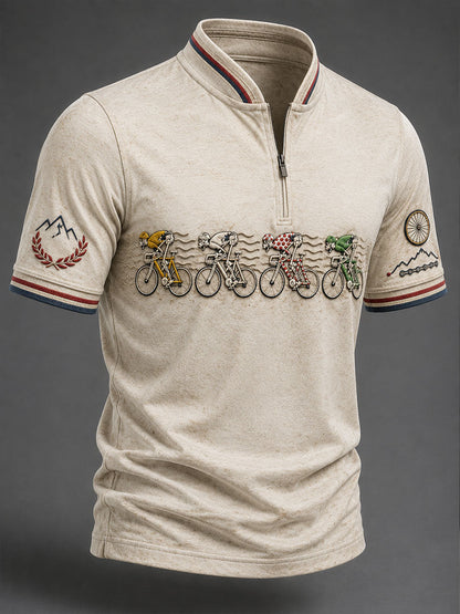 T-shirt Skeleton Bicycle Zip à manches courtes pour hommes