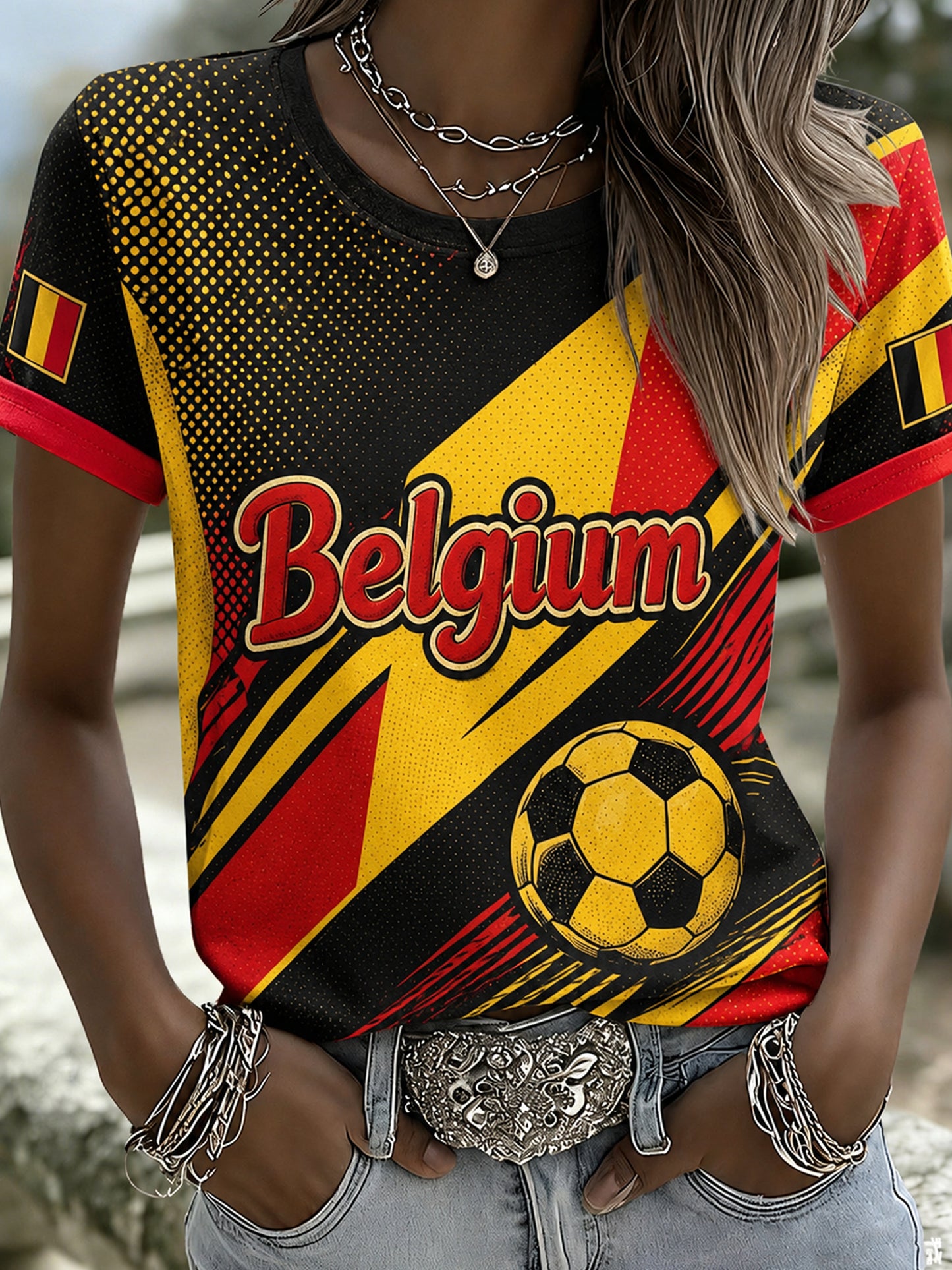 T-shirt Belgian Football-Themed Art Print Femme