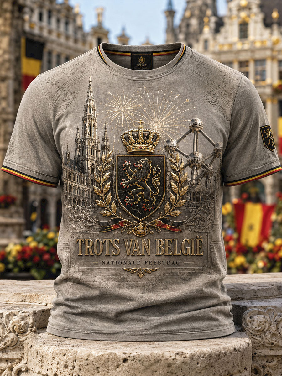 T-shirt imprimé Belguim National Day Art pour homme