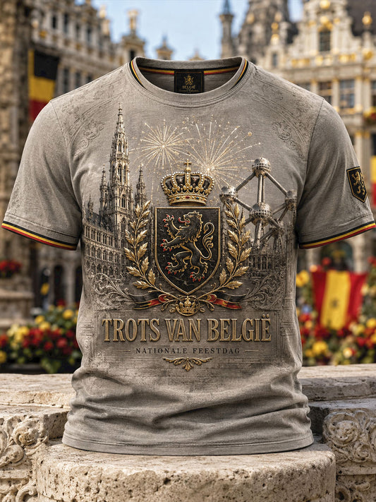 T-shirt imprimé Belguim National Day Art pour homme