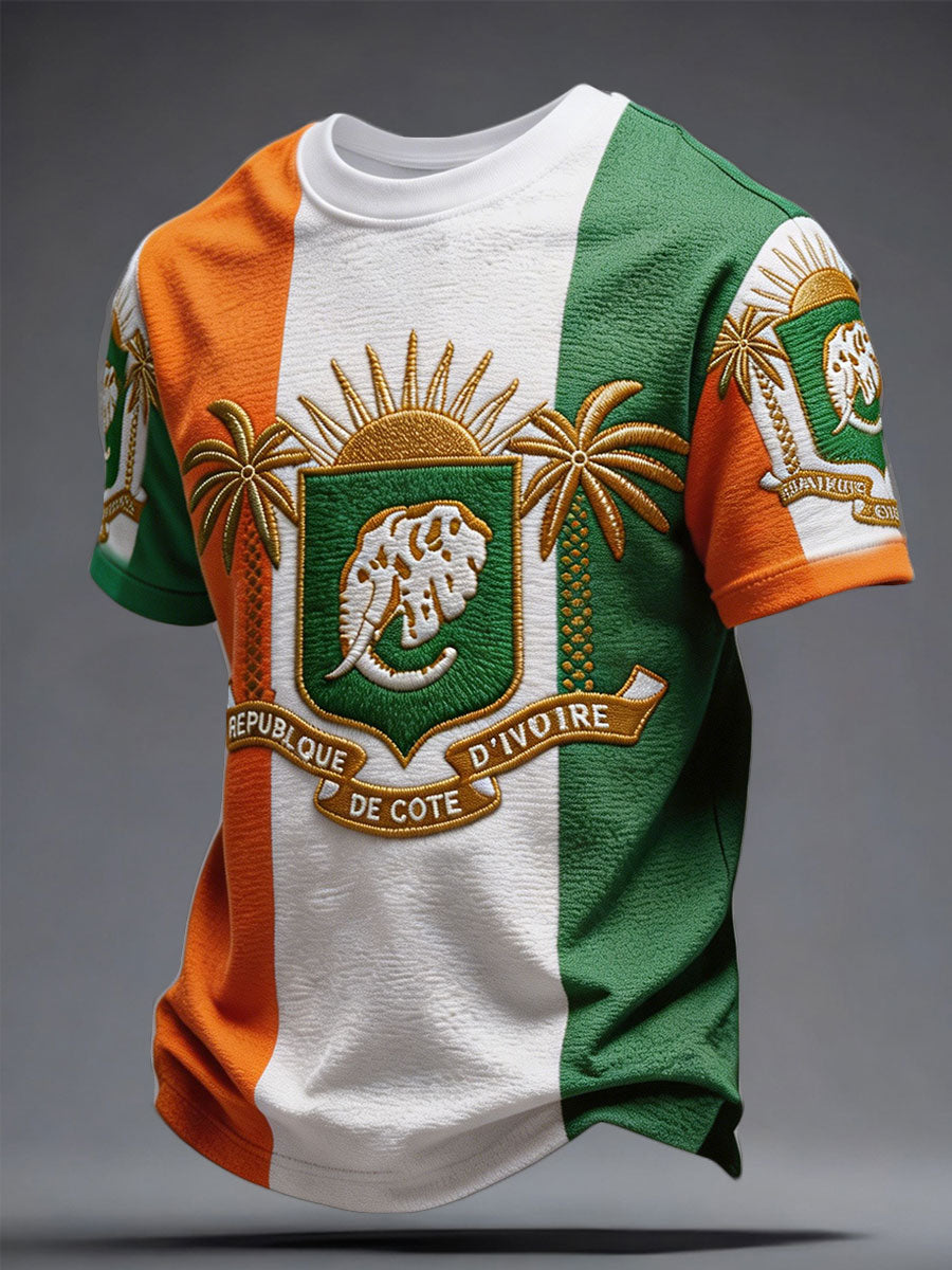 T-shirt imprimé d'art amoureux de football de la Côte d'Ivoire pour hommes